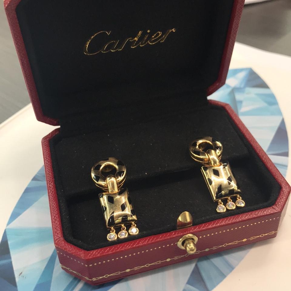 Cartier Yellow Gold Diamond Panther Bombe Drop Clips with Omega Backs and Posts In Good Condition In New York, NY