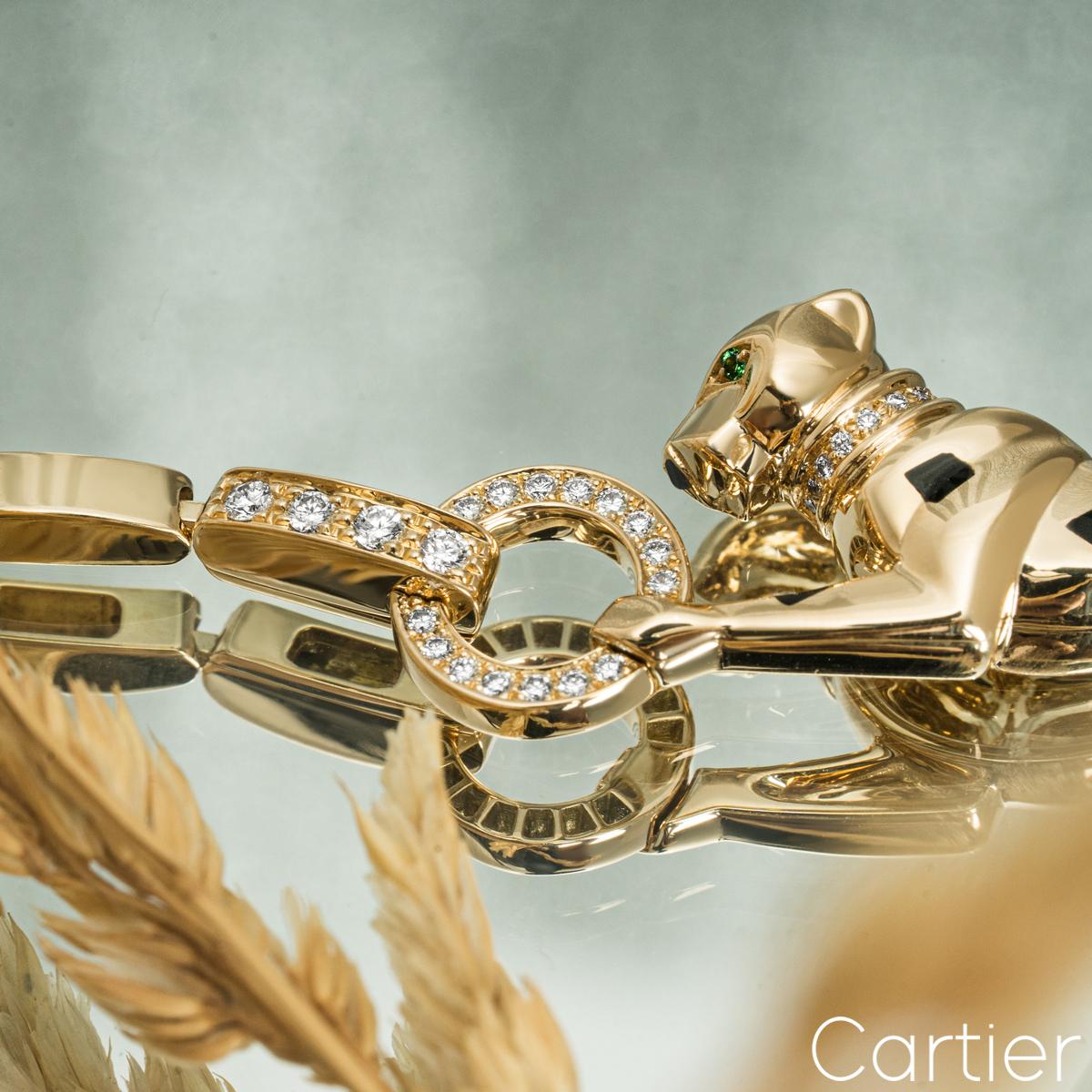Cartier Yellow Gold Diamond Panthère De Cartier Necklace N7059200 For Sale 2