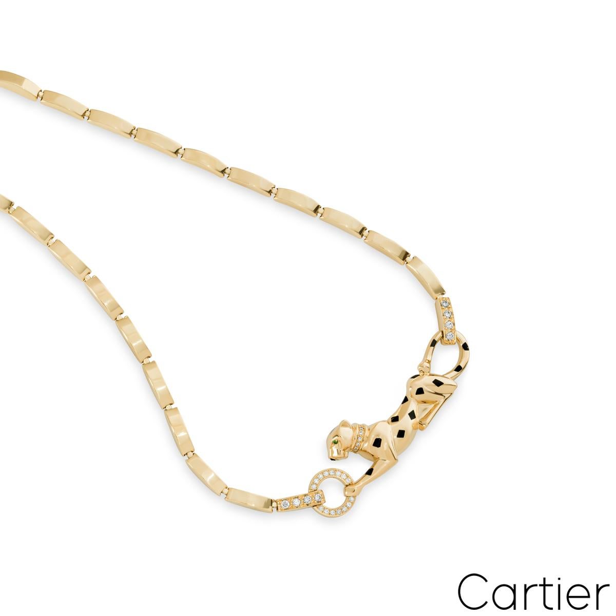 Taille ronde Collier Panthère de Cartier en or jaune et diamants N7059200 en vente