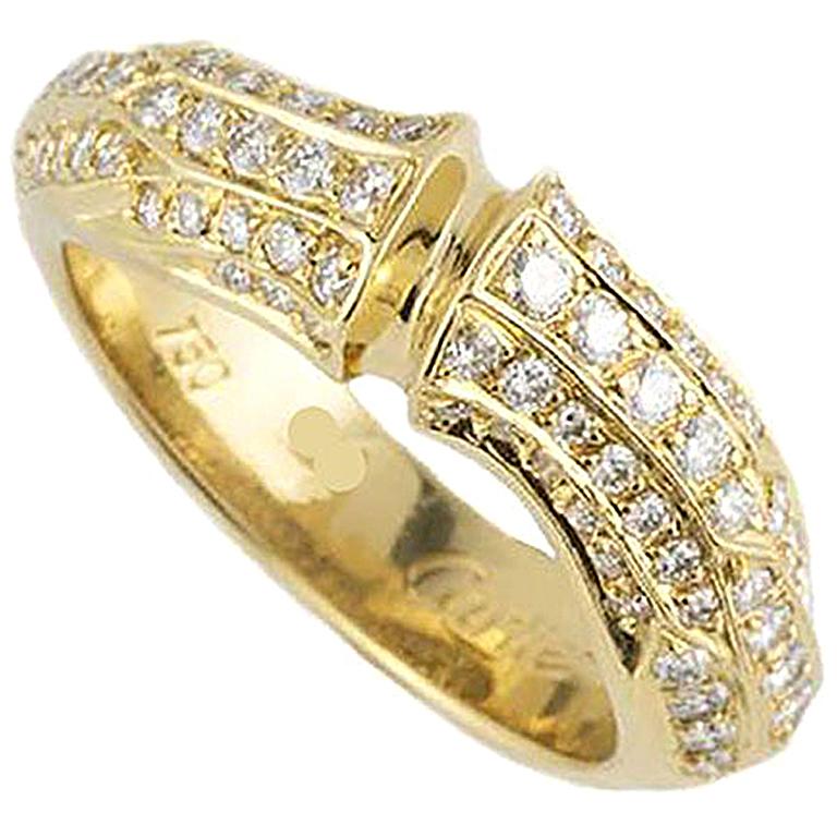 Cartier Yellow Gold Diamond Set Bamboo Ring