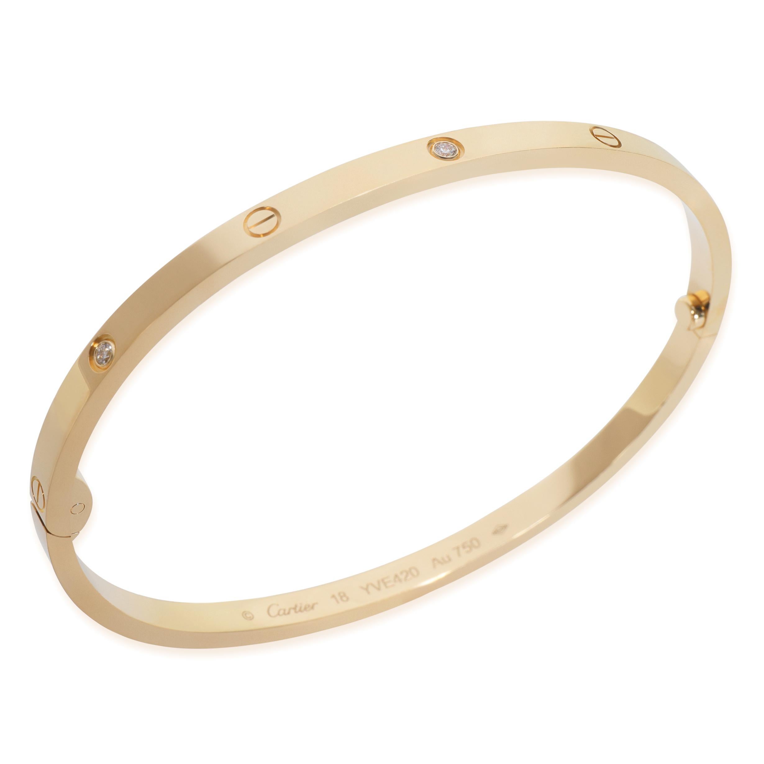 Bracelet Love en or jaune de Cartier avec diamants et petit modèle en vente 2