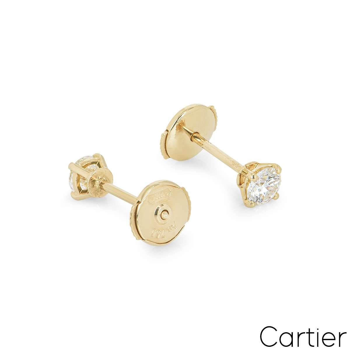 Cartier Yellow Gold Diamond Stud Earrings 0.46ct G/VVS1 GIA Certified 4