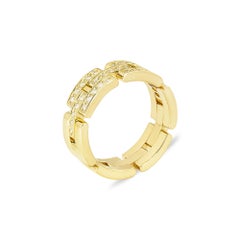 Cartier Yellow Gold Diamond Three Row Maillon Panthere Ring Size 64 B4127100