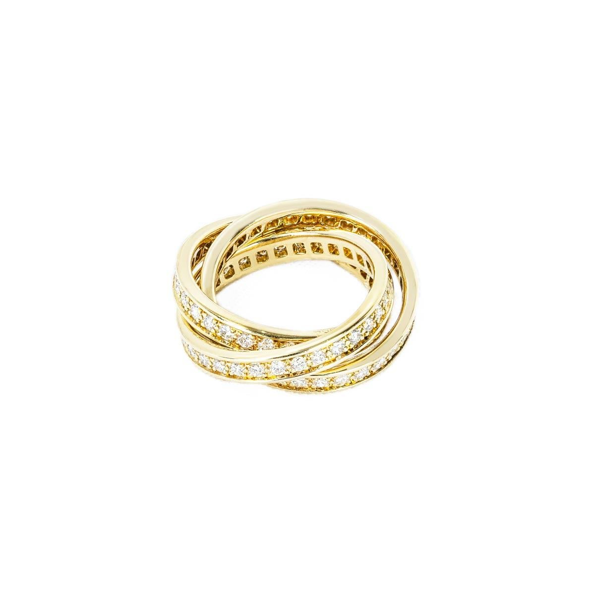 Cartier Yellow Gold Diamond Trinity de Cartier Eternity Ring Size 50 In Excellent Condition For Sale In London, GB