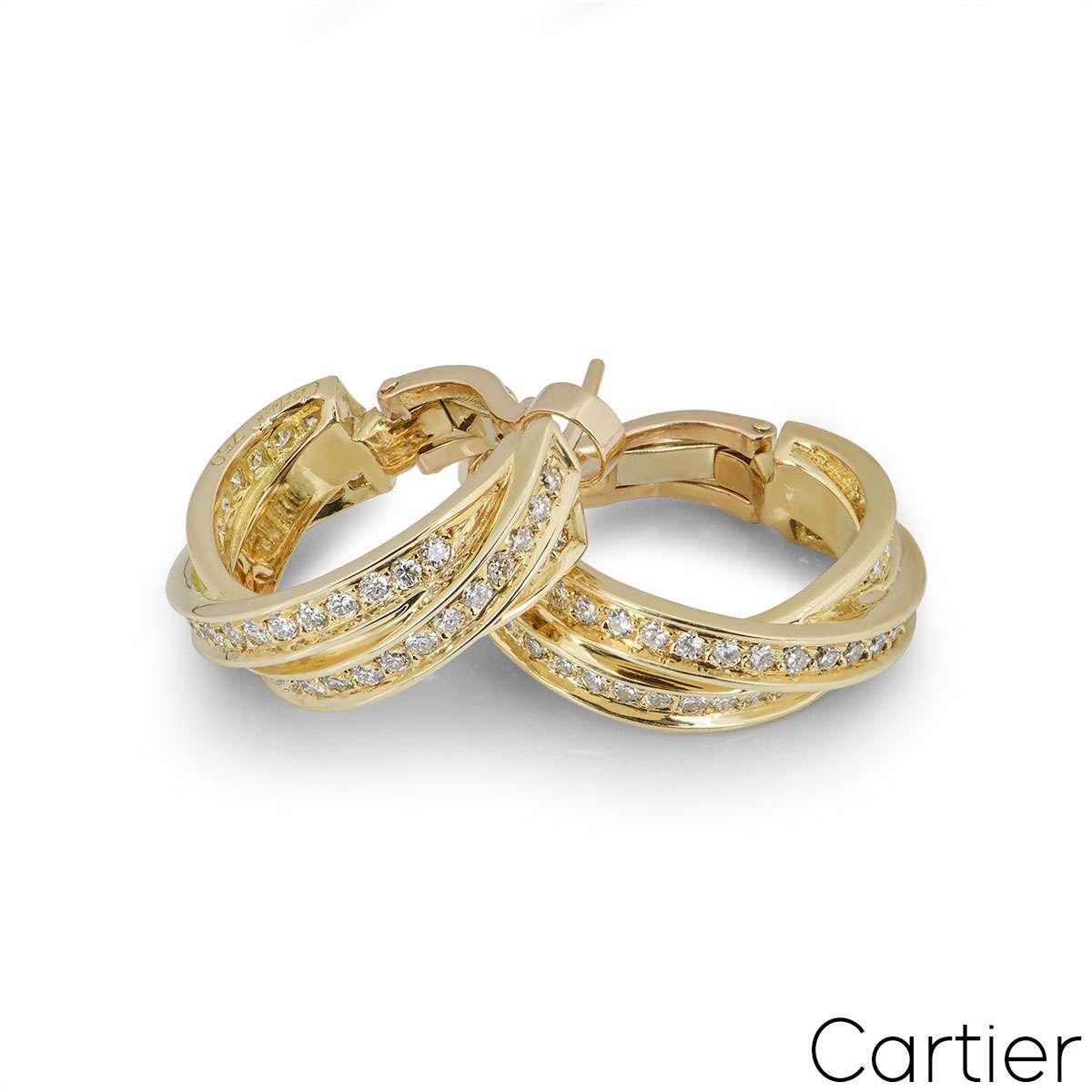 Cartier Trinity-Ohrringe aus Gelbgold mit Diamanten (Brillantschliff) im Angebot
