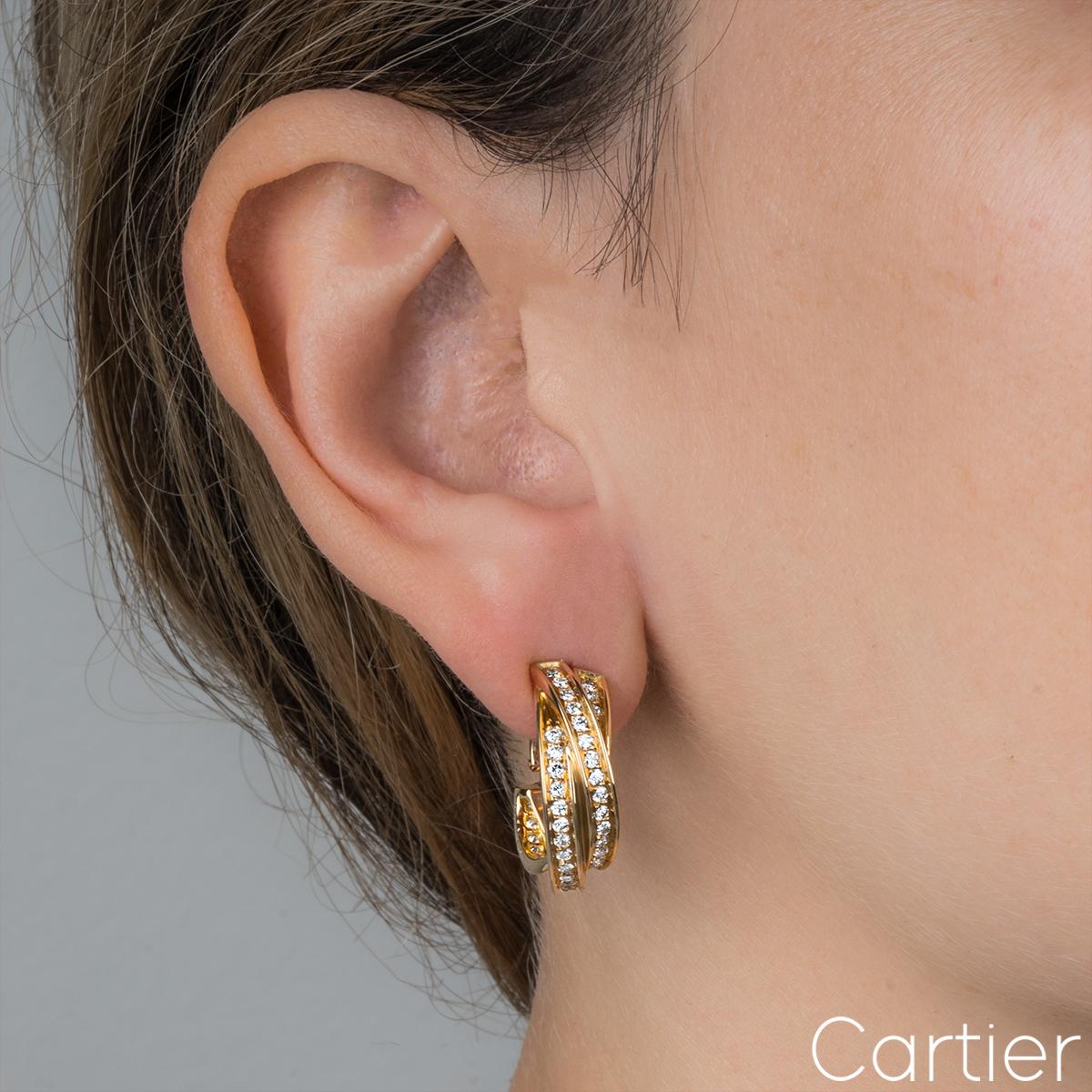Cartier Yellow Gold Diamond Trinity Earrings In Excellent Condition For Sale In London, GB