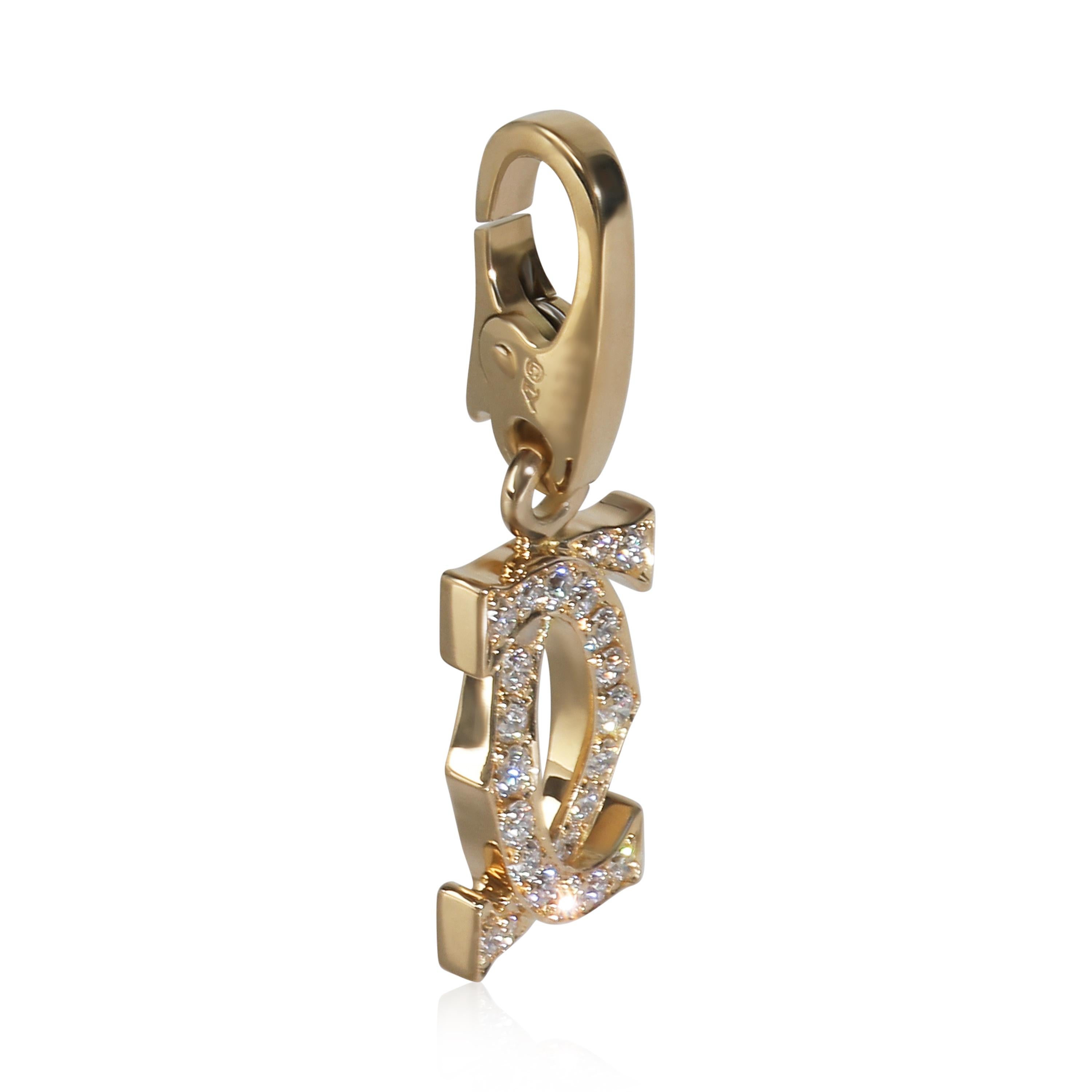 Donna Cartier Oro Giallo Diamante Vintage Doppia C di Cartier Charm in vendita