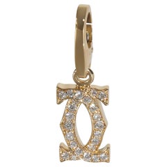 Cartier Yellow Gold Diamond Vintage Double C de Cartier Charm Cartier Yellow Gold Diamond Vintage Double C de Cartier Charm
