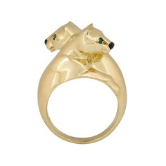 Cartier Yellow Gold Double Panthere De Cartier Ring Emerald and Onyx