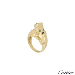 Cartier Yellow Gold Double Panthere De Cartier Ring Emerald and Onyx