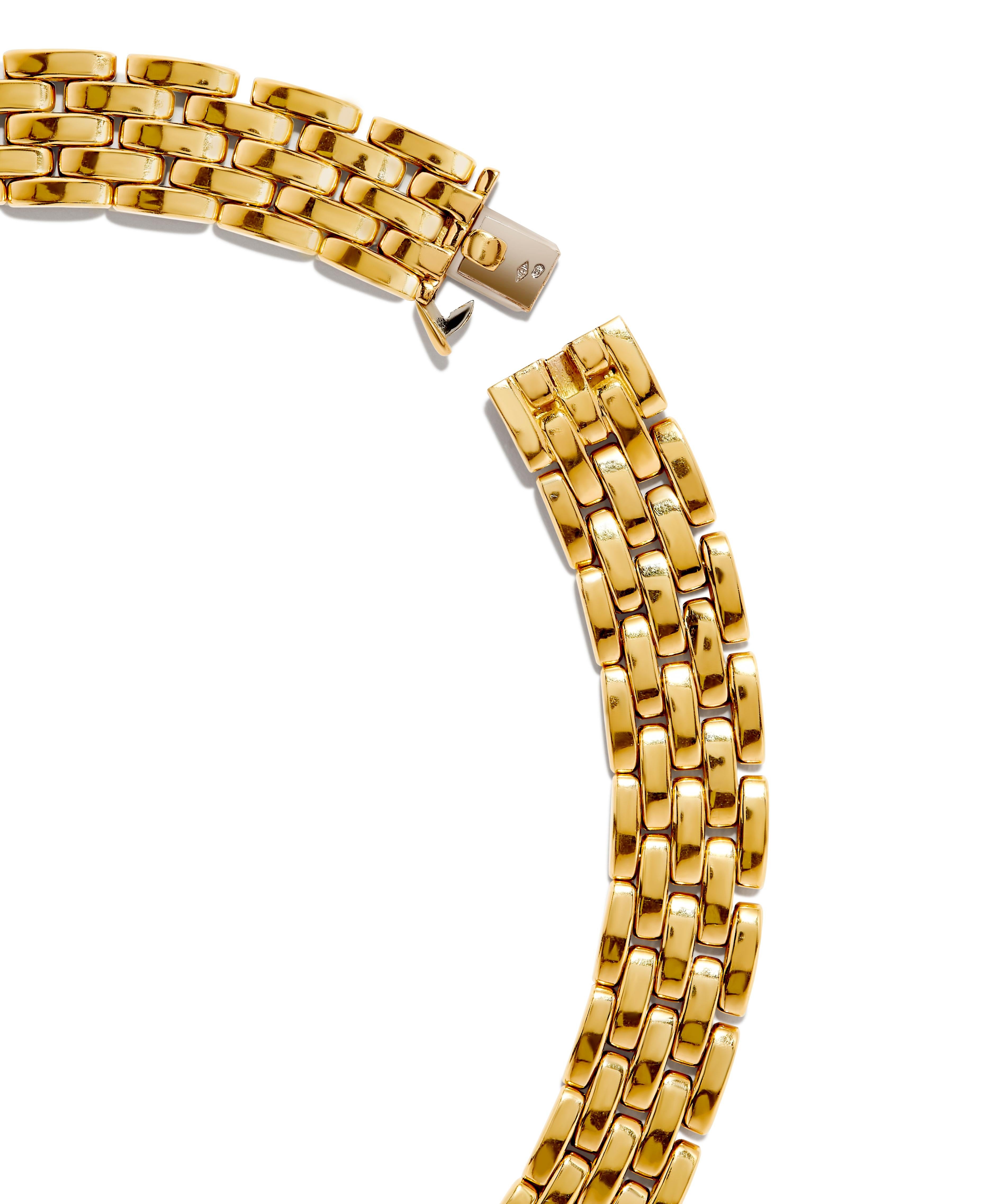 Emerald Cut Cartier Yellow Gold, Emerald and Onyx 'Maillon Panthère' Necklace