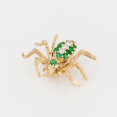 Cartier Emerald and Diamond Spider Pin in 18K Gold
