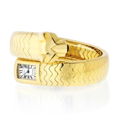 Cartier Yellow Gold Emerald Panther Lakarda Flexible Bangle Watch