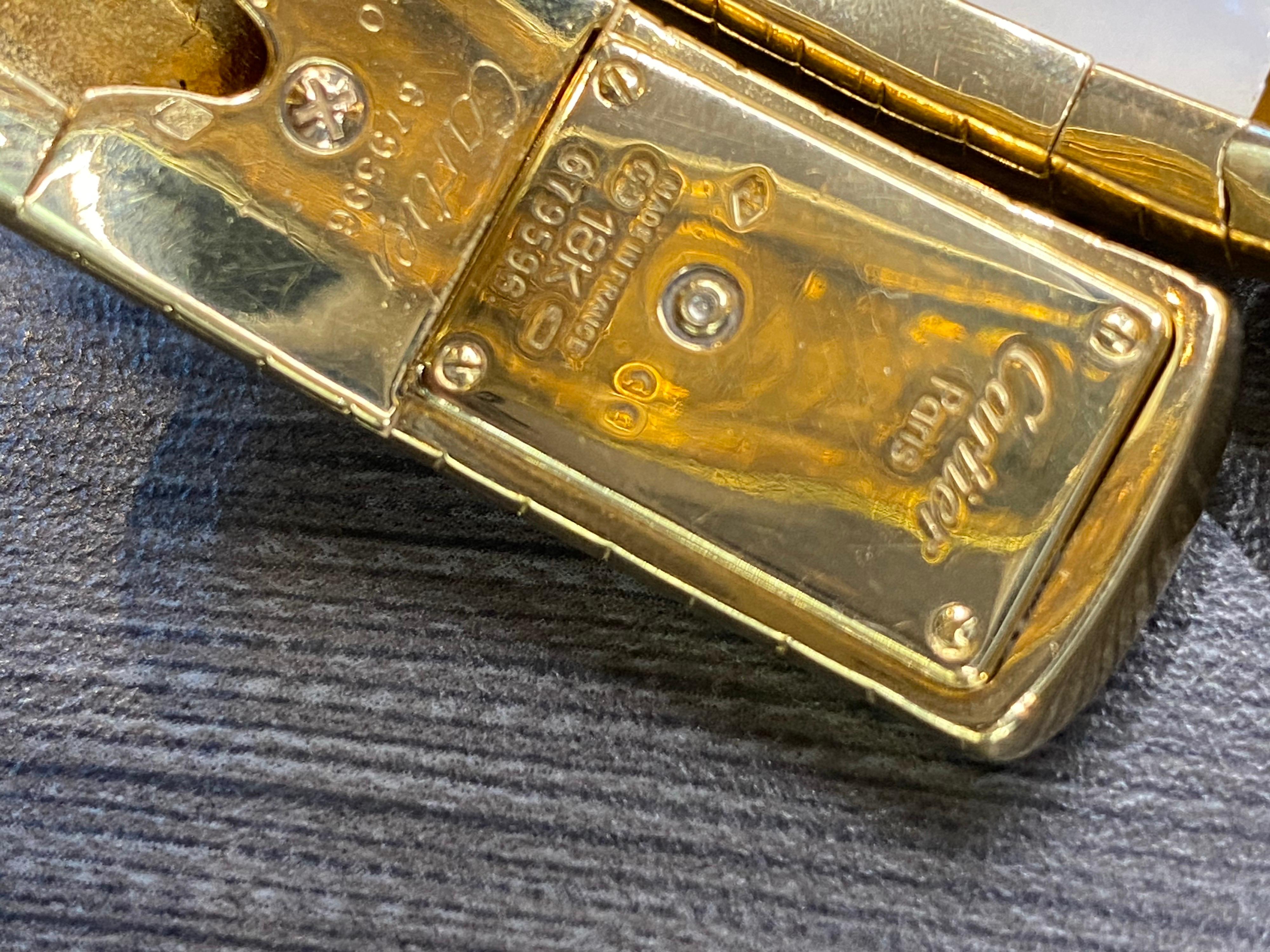 Modern Cartier Yellow Gold Emerald Panther Lakarda Flexible Bangle Watch