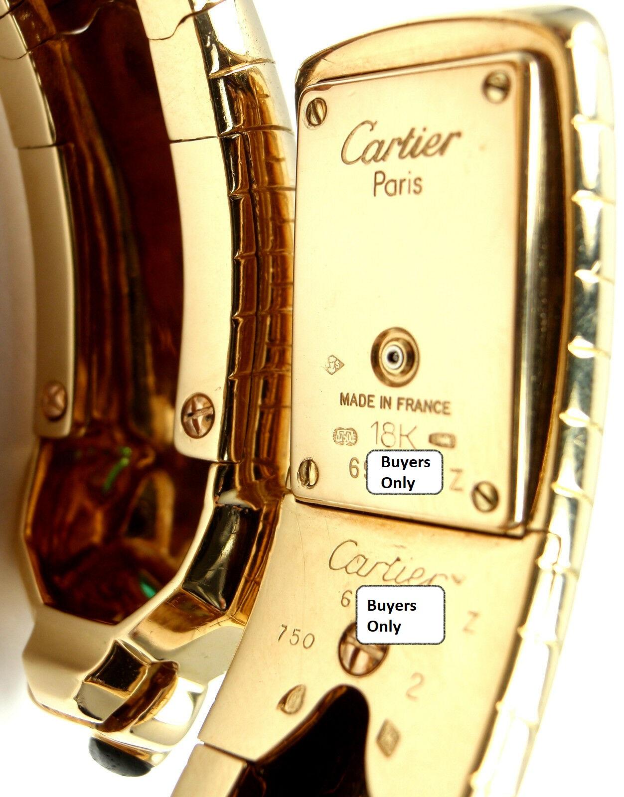 Cartier Yellow Gold Emerald Panther Panthere Bangle quartz Wristwatch 1