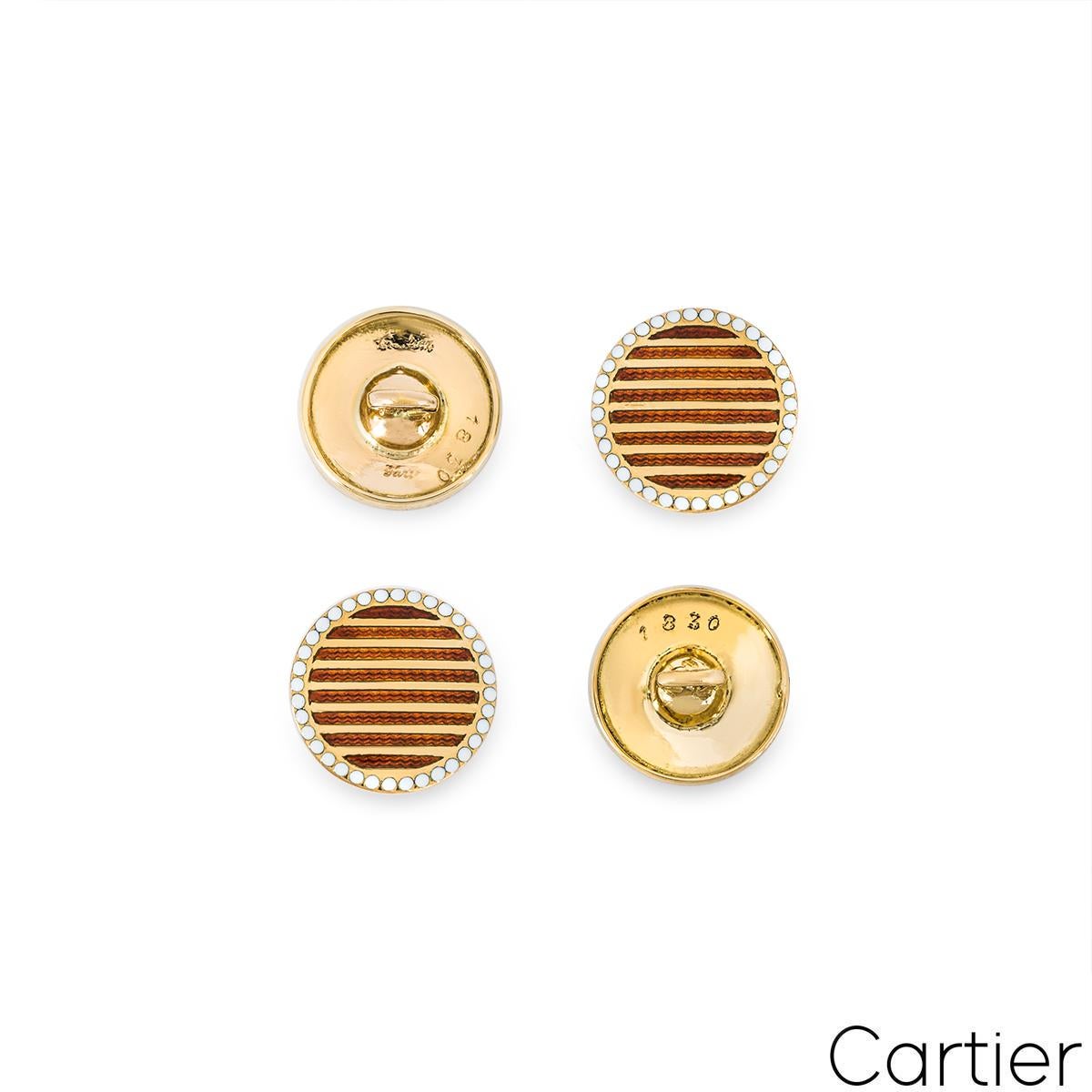 Cartier Yellow Gold Enamel Dress Set In Excellent Condition For Sale In London, GB