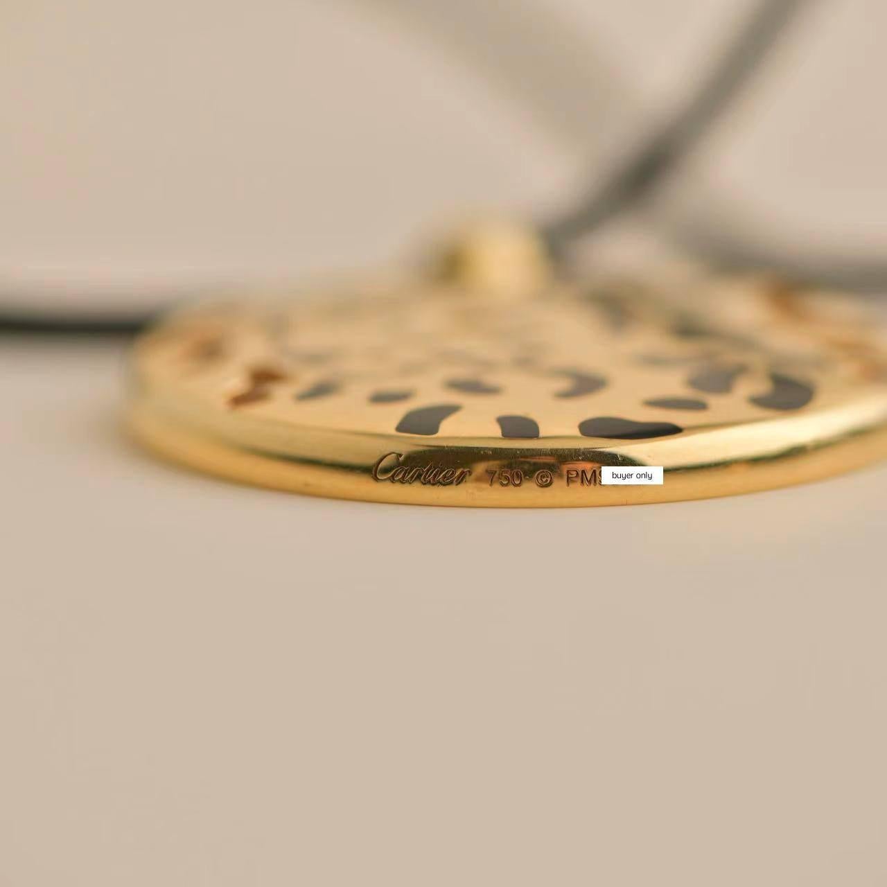 Cartier Gelbgold Emaille Tsavorit Panthere Anhänger Kordel Halskette 1