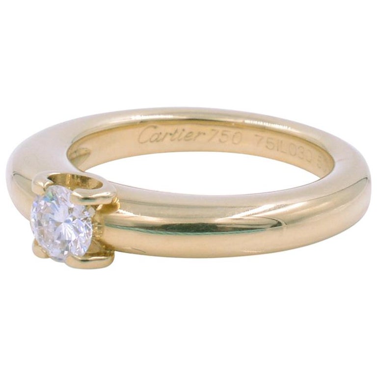 Cartier Yellow Gold Engagement Ring with Round Cut 0.33 Carat For Sale ...