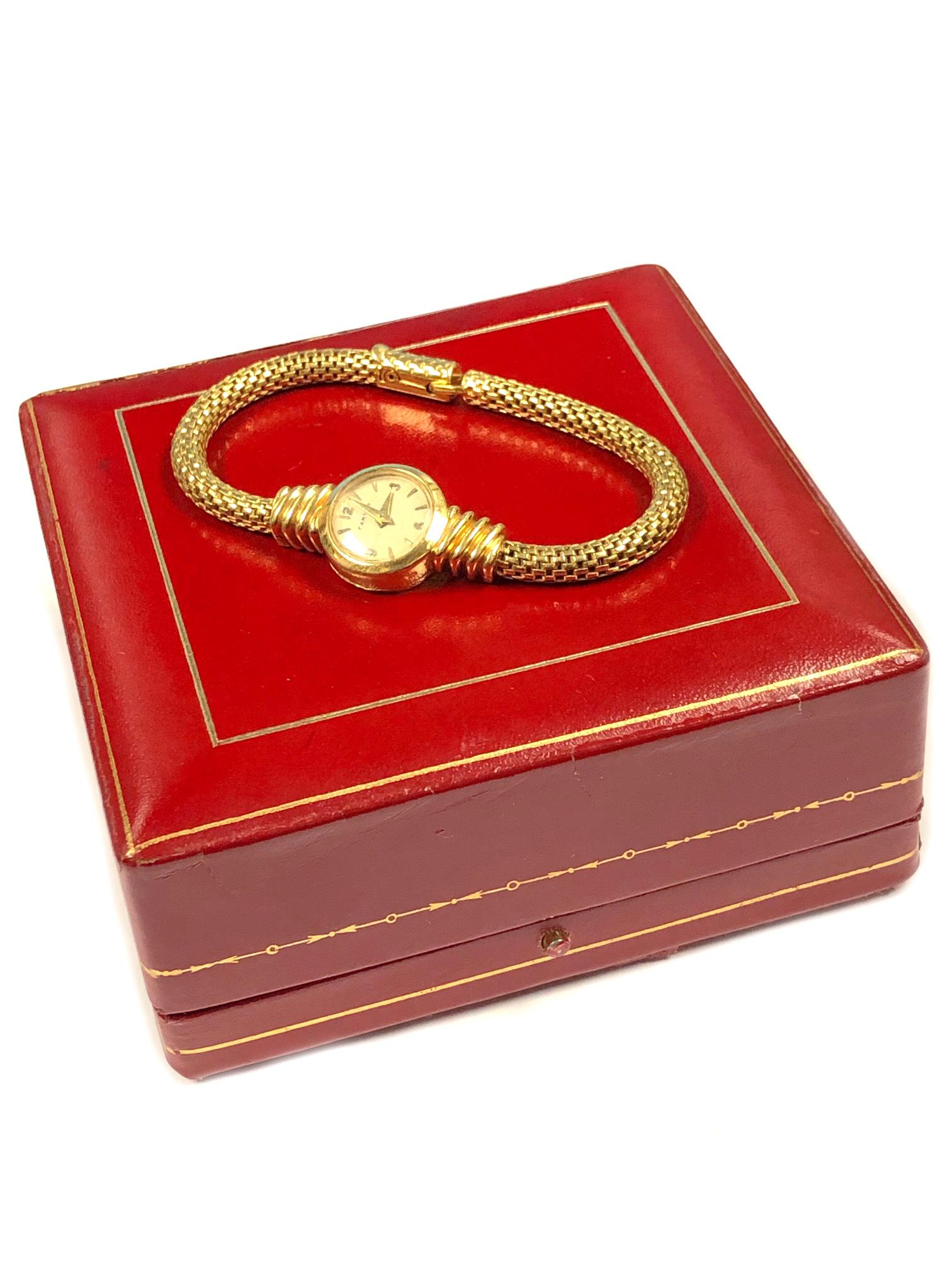 Cartier Yellow Gold EWC Ladies Mechanical Back Wind Bracelet Watch 1