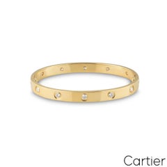 Cartier Yellow Gold Full Diamond Love Bracelet Size 16 B6040516
