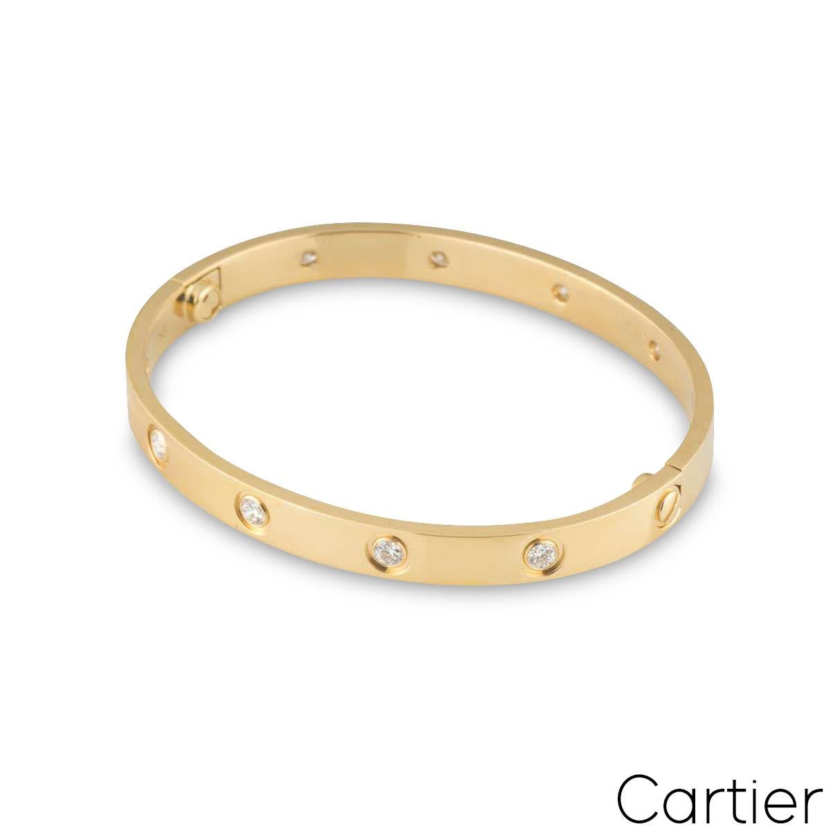 Taille ronde Cartier Bracelet Love en or jaune et diamants, taille 16 B6040516 en vente