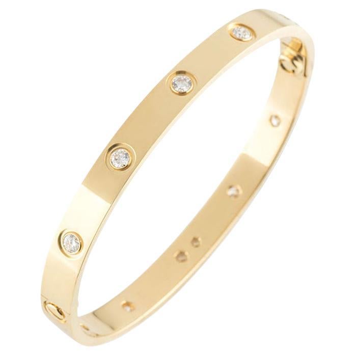 Cartier Yellow Gold Full Diamond Love Bracelet Size 16 B6040516