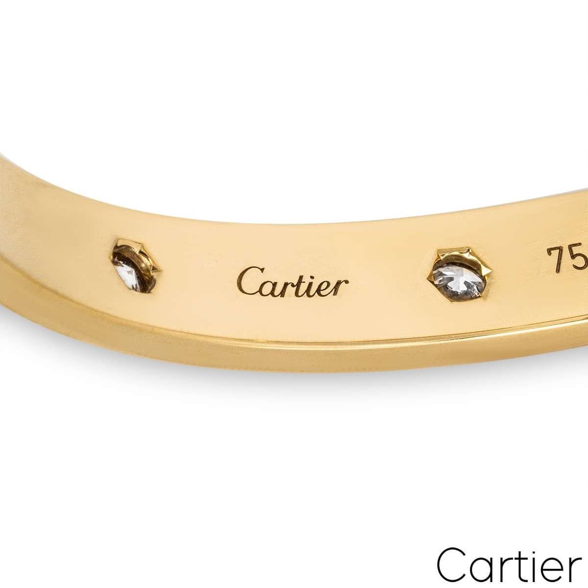 Women's or Men's Cartier Yellow Gold Full Diamond Love Bracelet Size 17 B6040517