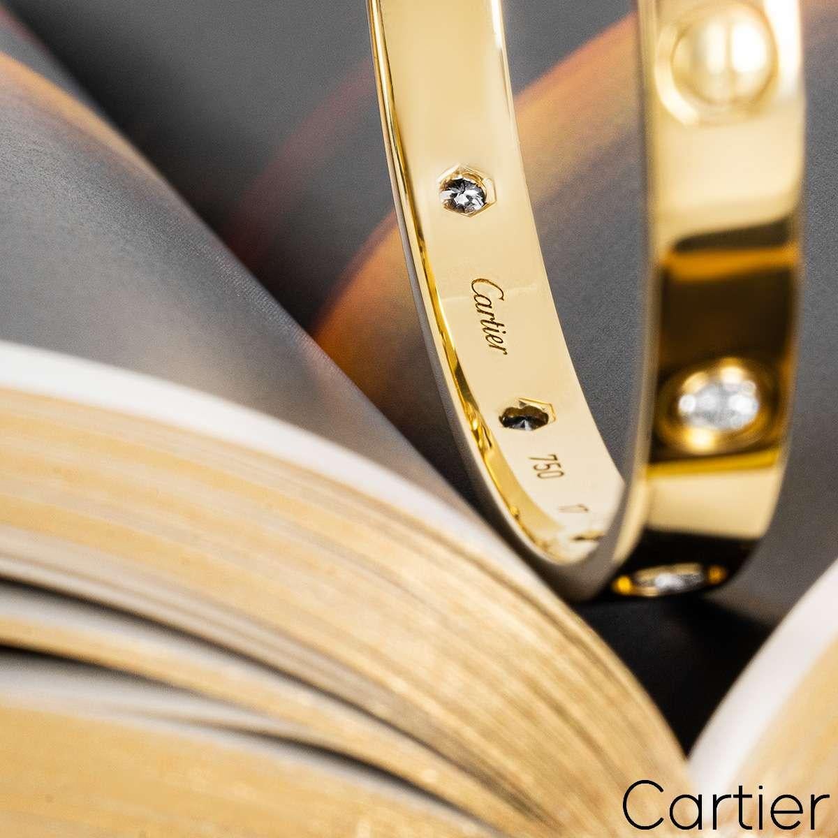 Cartier Yellow Gold Full Diamond Love Bracelet Size 17 B6040517 2