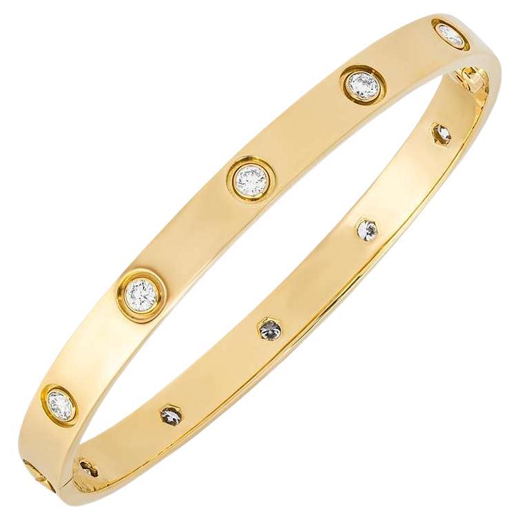 Cartier Yellow Gold Full Diamond Love Bracelet Size 17 B6040517