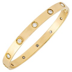 Cartier Yellow Gold Full Diamond Love Bracelet Size 17 B6040517