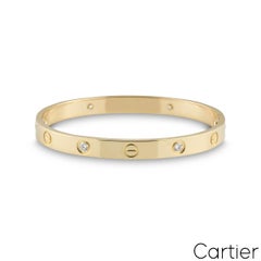 Cartier Yellow Gold Half Diamond Love Bracelet Size 19 B6035919