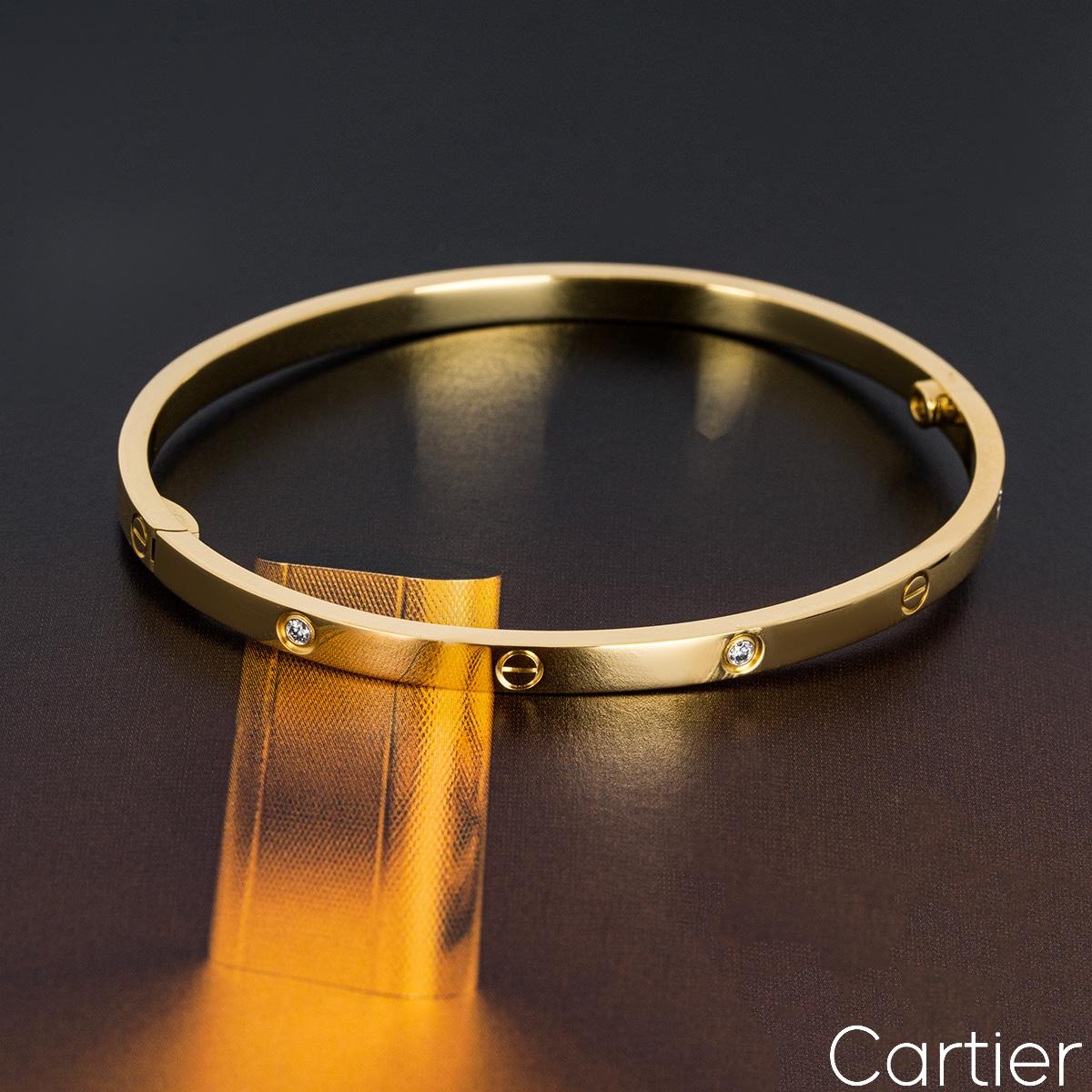 Cartier Yellow Gold Half Diamond SM Love Bracelet Size 17 B6047217 1