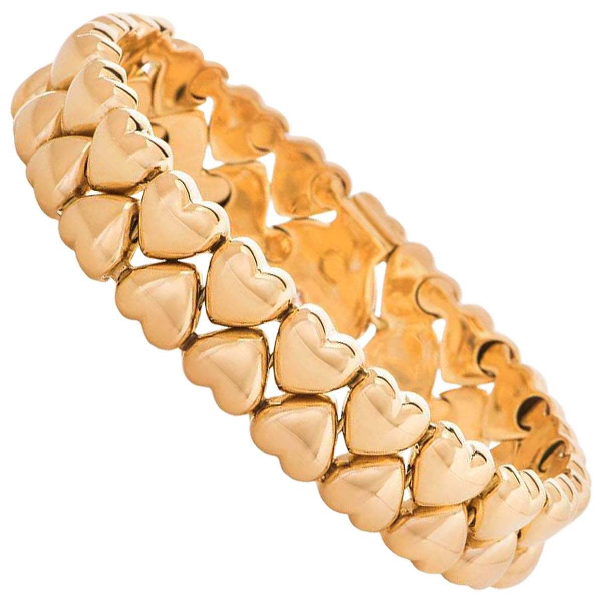 Cartier Yellow Gold Heart Link Bracelet at 1stDibs