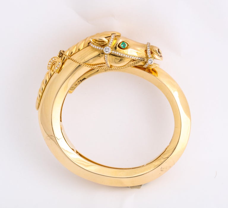 Cartier Yellow Gold Horse Bangle For Sale at 1stdibs