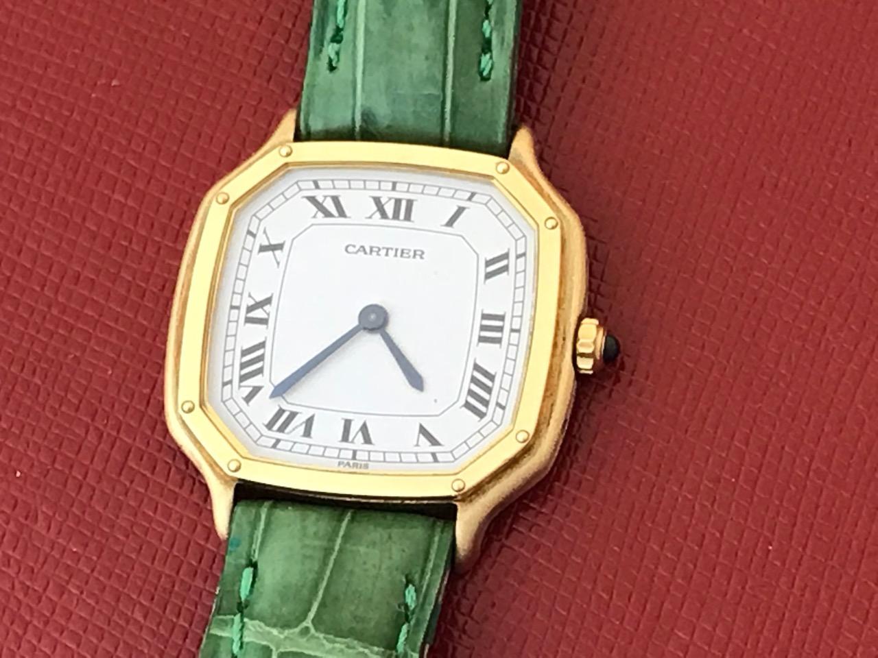 Contemporary Cartier Yellow Gold Ladies Manual Wind Wristwatch