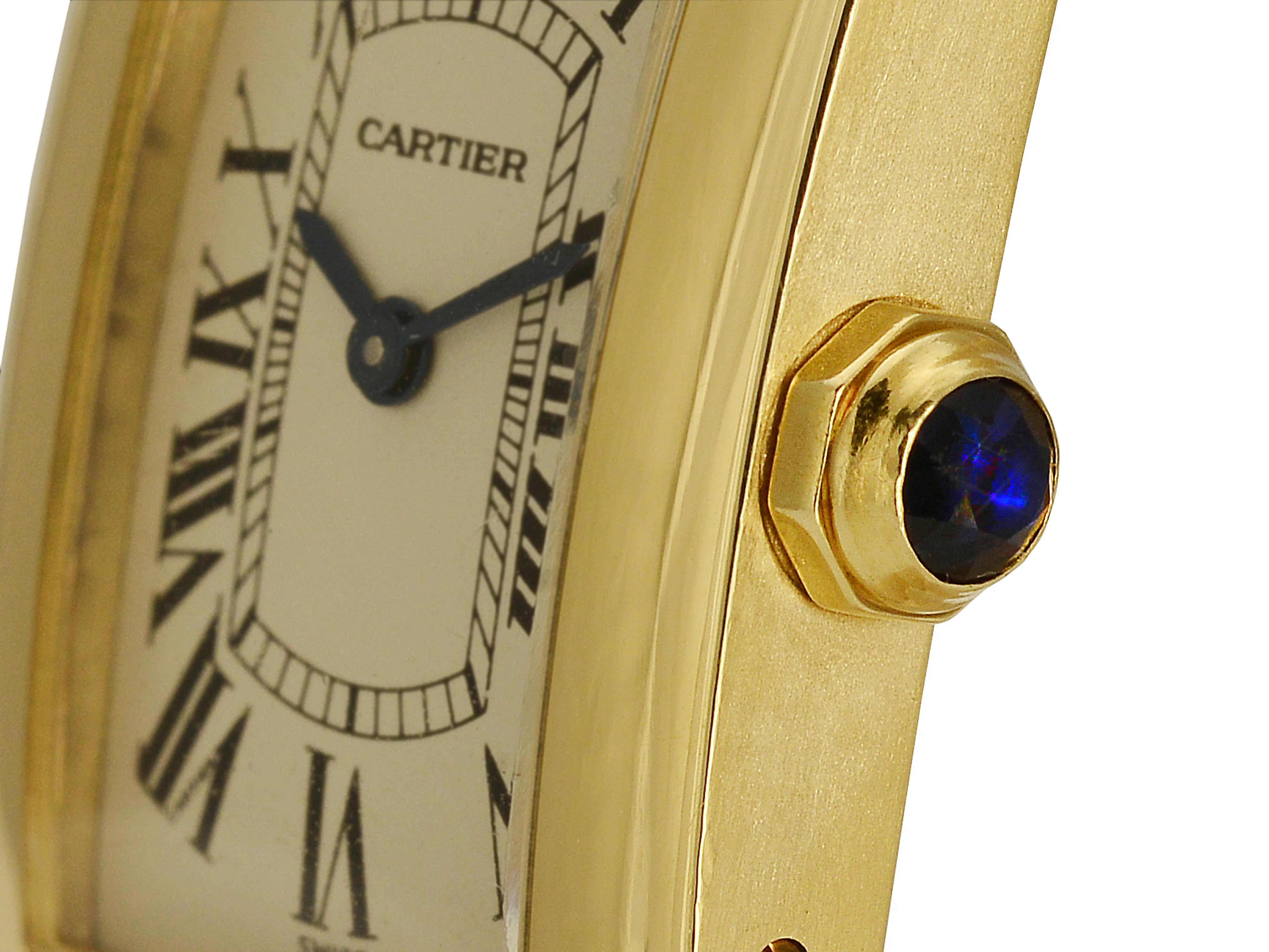 Cartier Yellow Gold Ladies Tank Americaine Wrist Watch In Excellent Condition In Coral Gables, FL