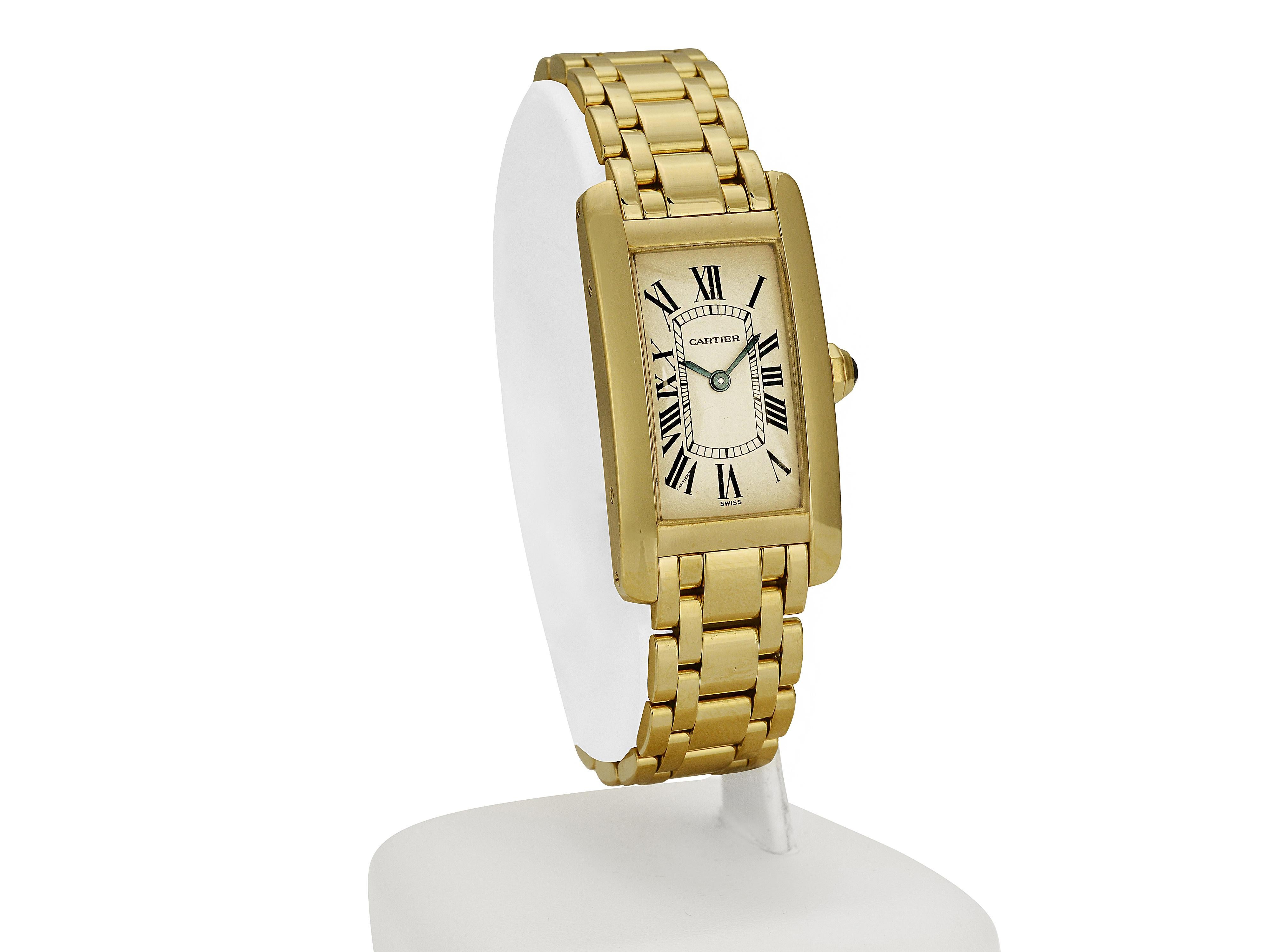 Cartier Yellow Gold Ladies Tank Americaine Wrist Watch 3