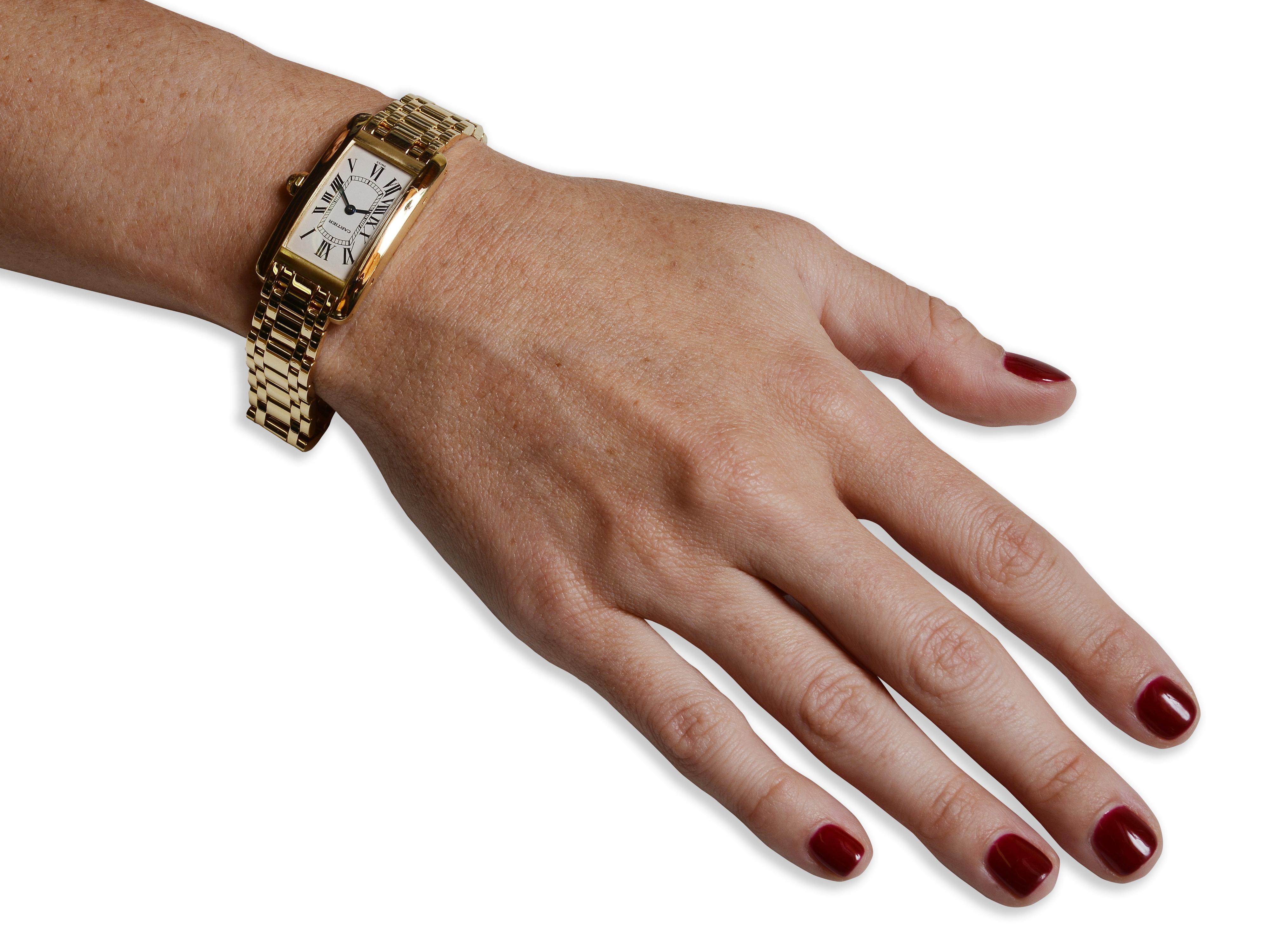 Cartier Yellow Gold Ladies Tank Americaine Wrist Watch 4