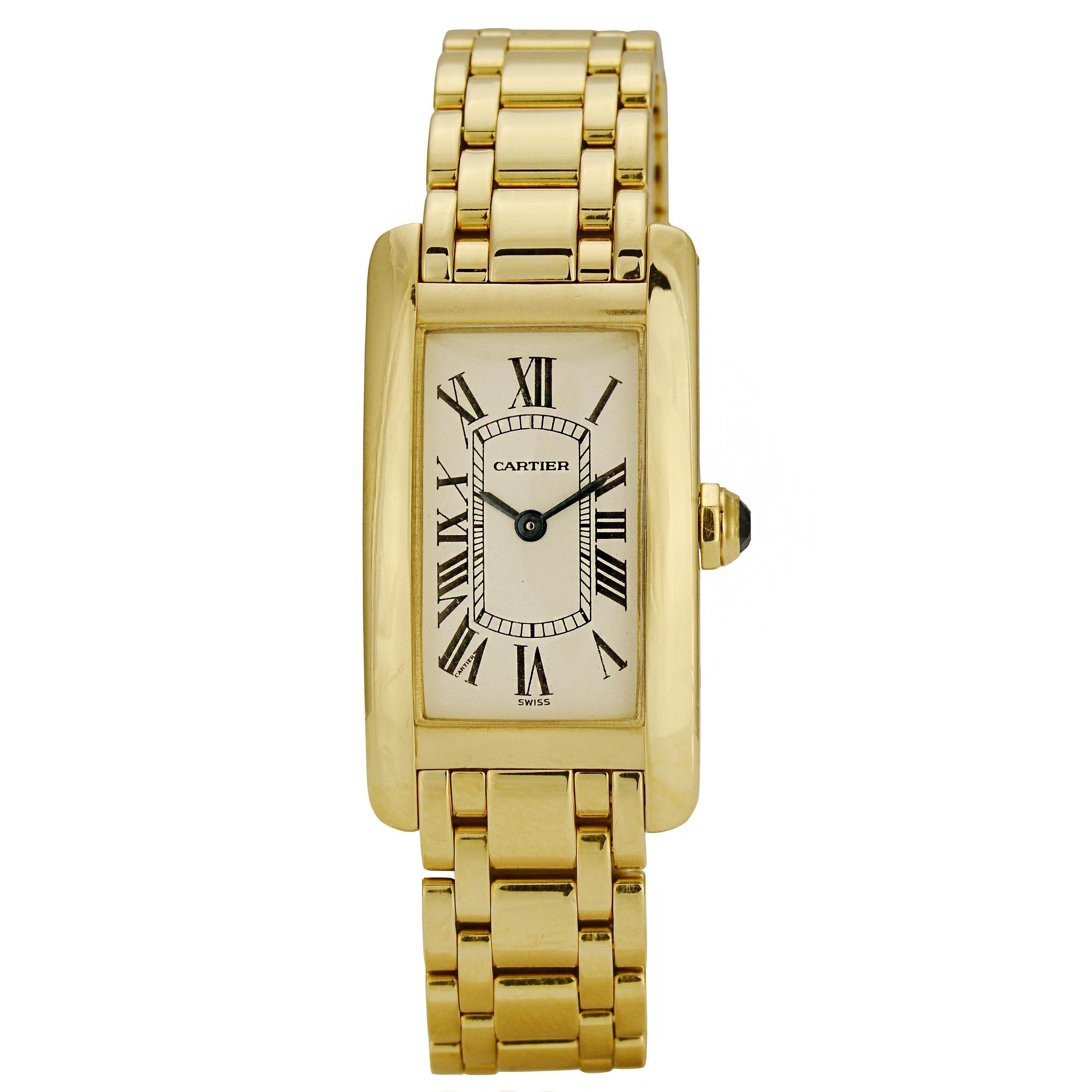 Cartier Yellow Gold Ladies Tank Americaine Wrist Watch