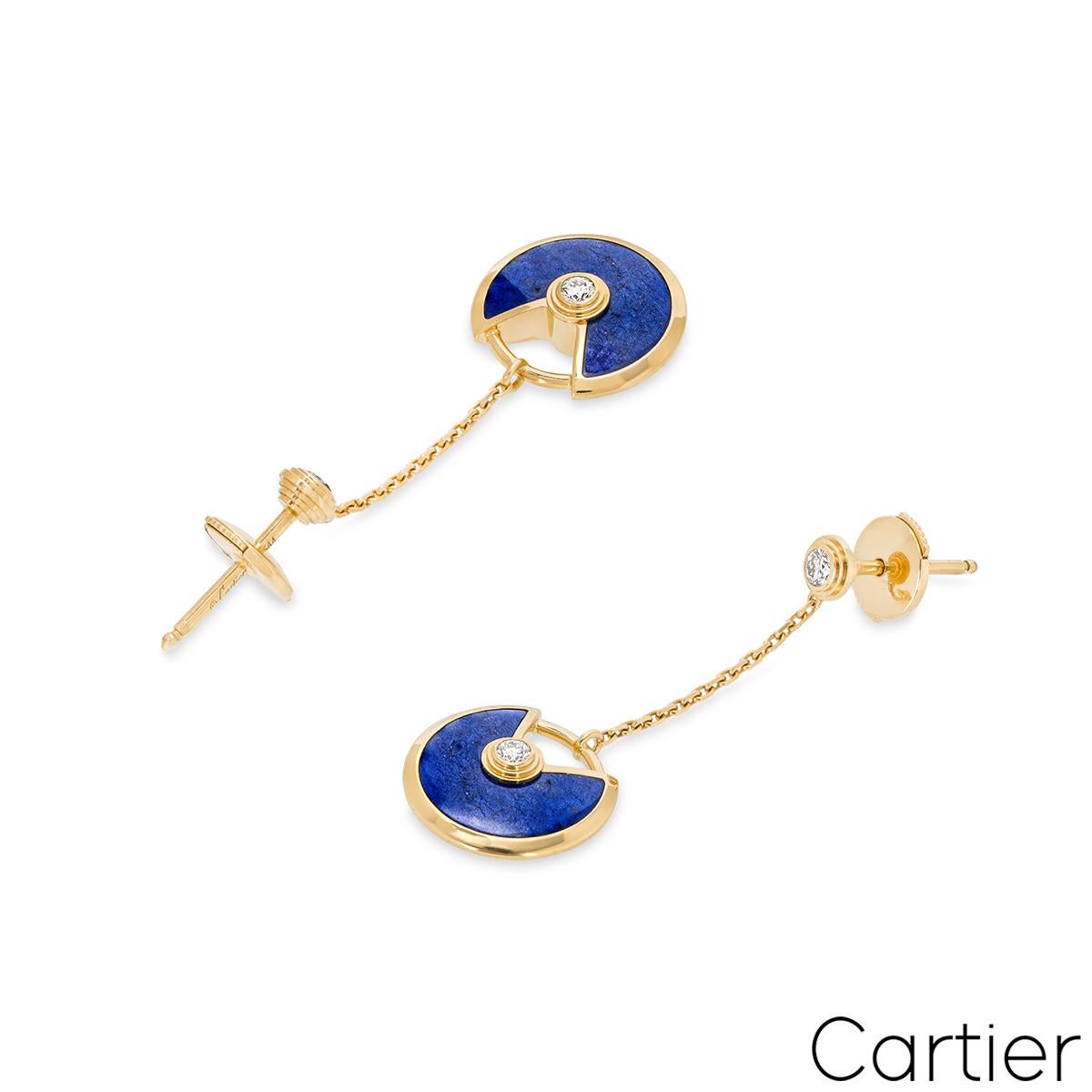 Cartier Gelbgold Lapislazuli & Diamant Amulette de Cartier Ohrringe B830123 im Zustand „Hervorragend“ in Mayfair, London, London