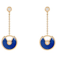 Used Cartier Yellow Gold Lapis Lazulli & Diamond Amulette de Cartier Earrings B830123