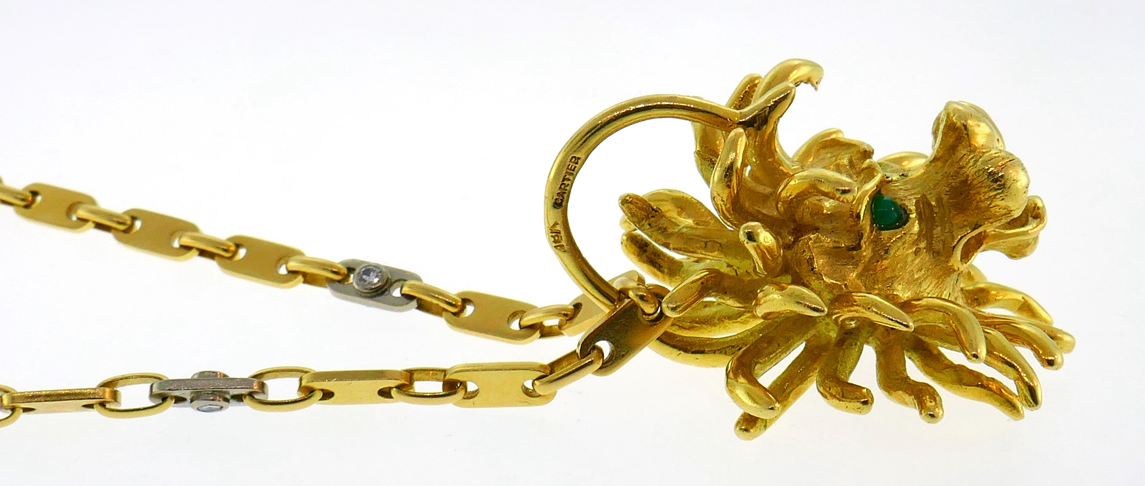 Cartier Yellow Gold Leo Pendant Zodiac Lion, 1970s In Good Condition In Beverly Hills, CA