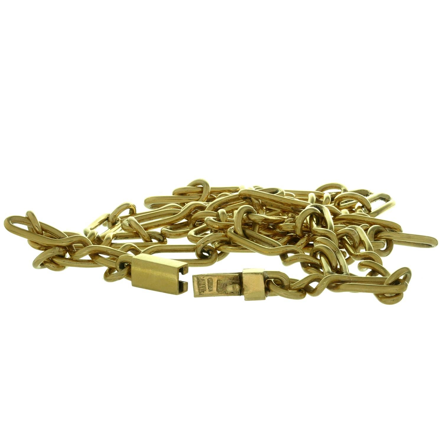 CARTIER Yellow Gold Long Link Chain Necklace  In Excellent Condition In New York, NY
