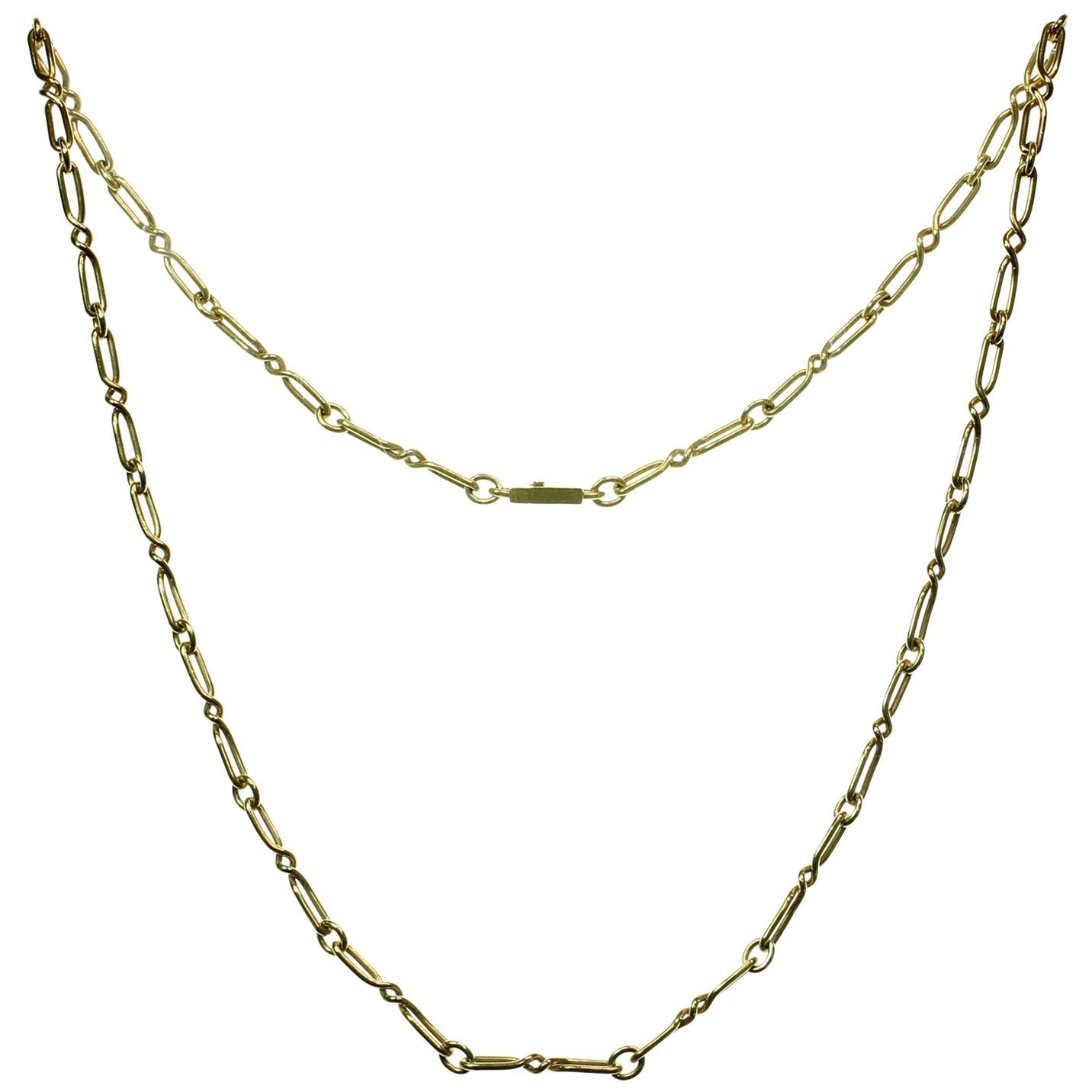 CARTIER Yellow Gold Long Link Chain Necklace 