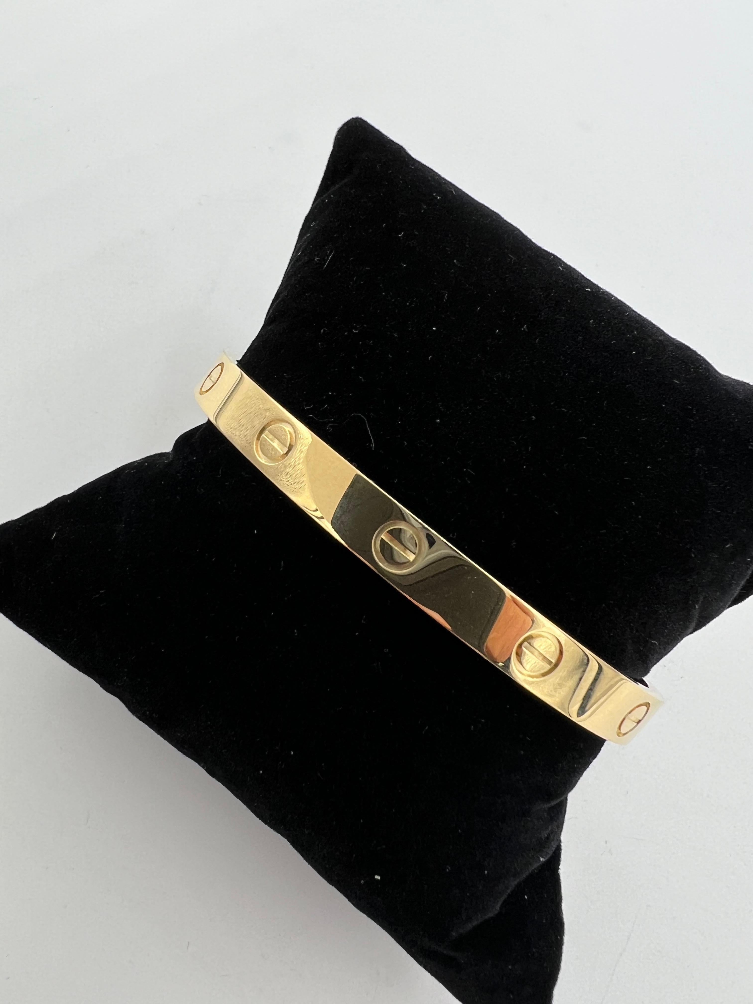 Modern Cartier Yellow Gold Love Bracelet Size 18