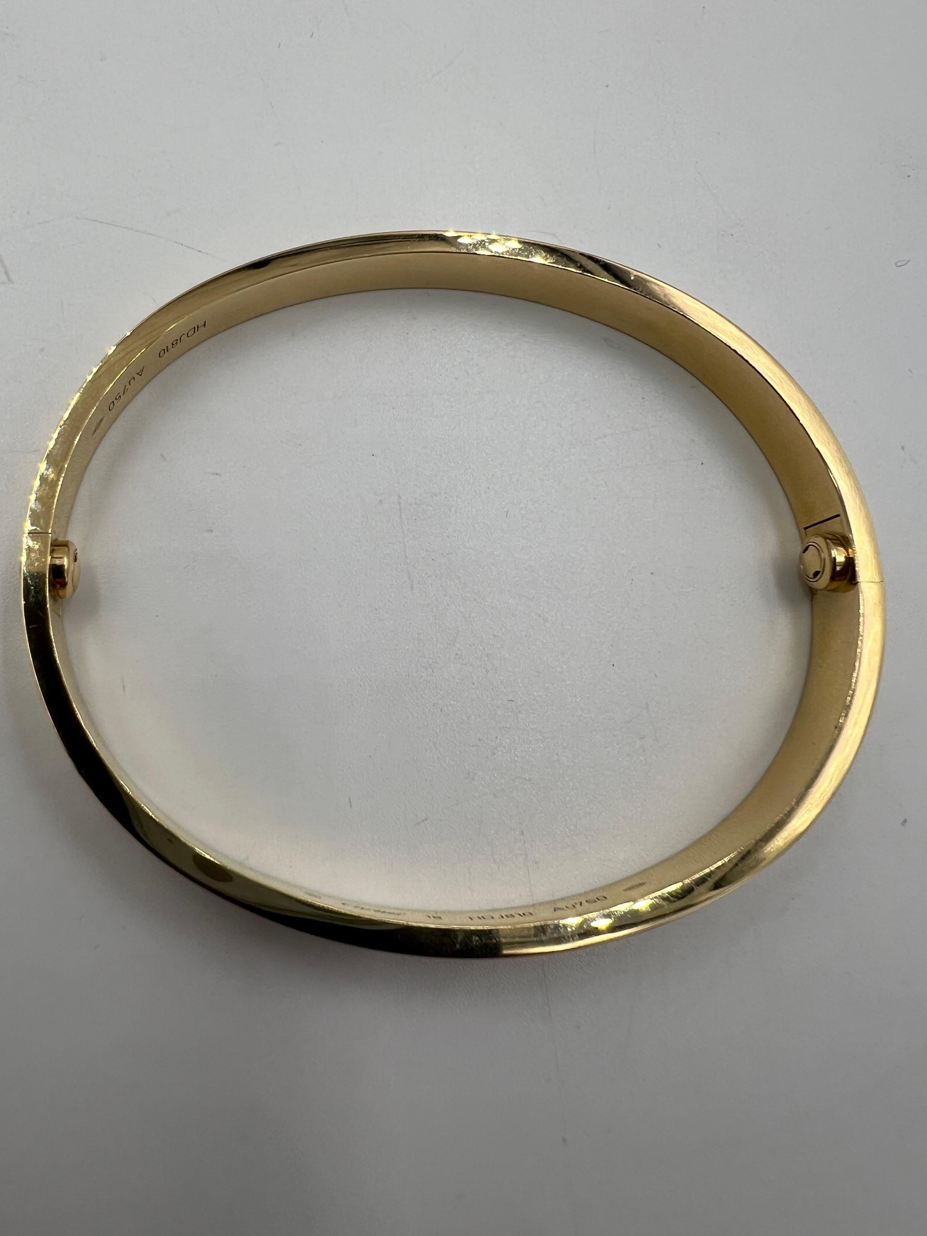 Cartier Yellow Gold Love Bracelet Size 18 In Excellent Condition In Los Angeles, CA
