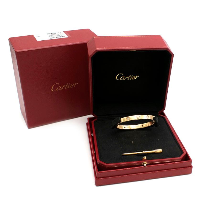 Mixed Cut Cartier Yellow Gold Love Bracelet with 4 Diamonds