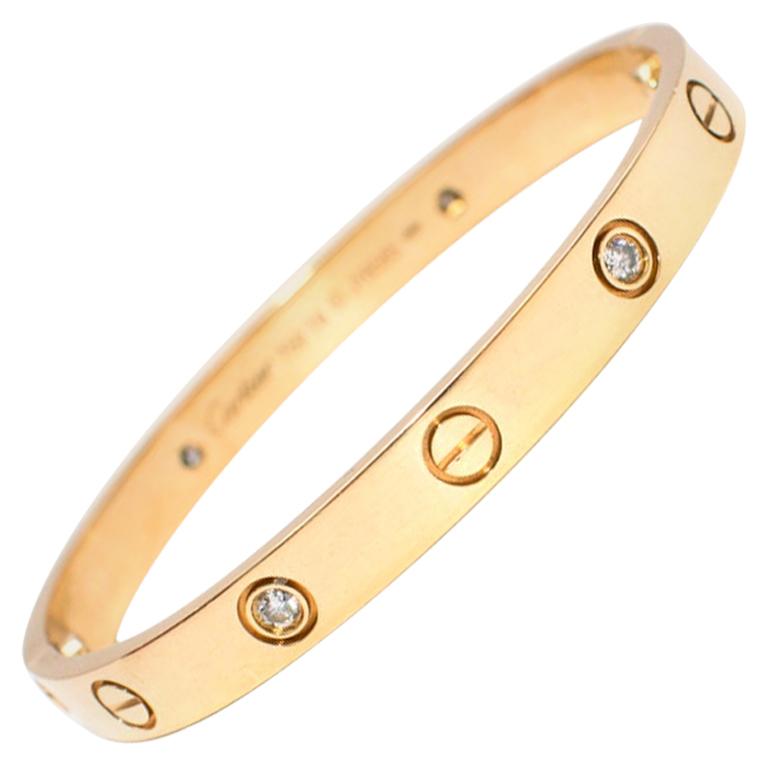 Cartier Yellow Gold Love Bracelet with 4 Diamonds at 1stDibs