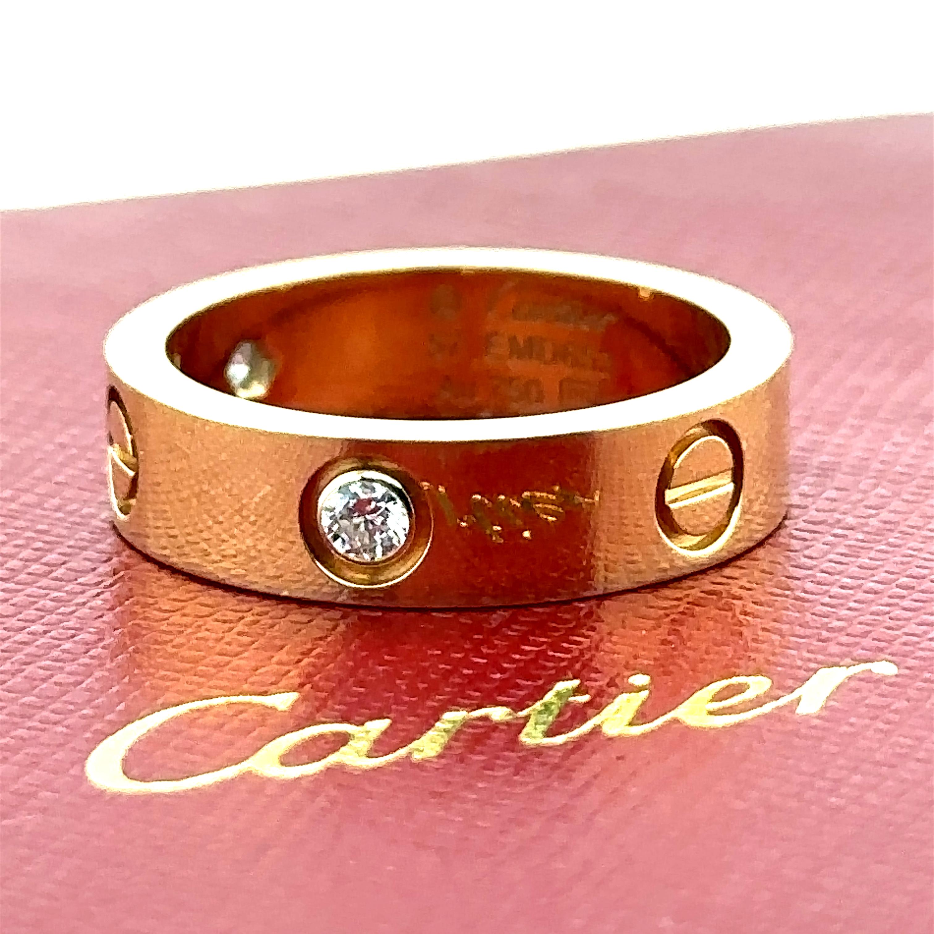 cartier love ring 3 diamonds yellow gold
