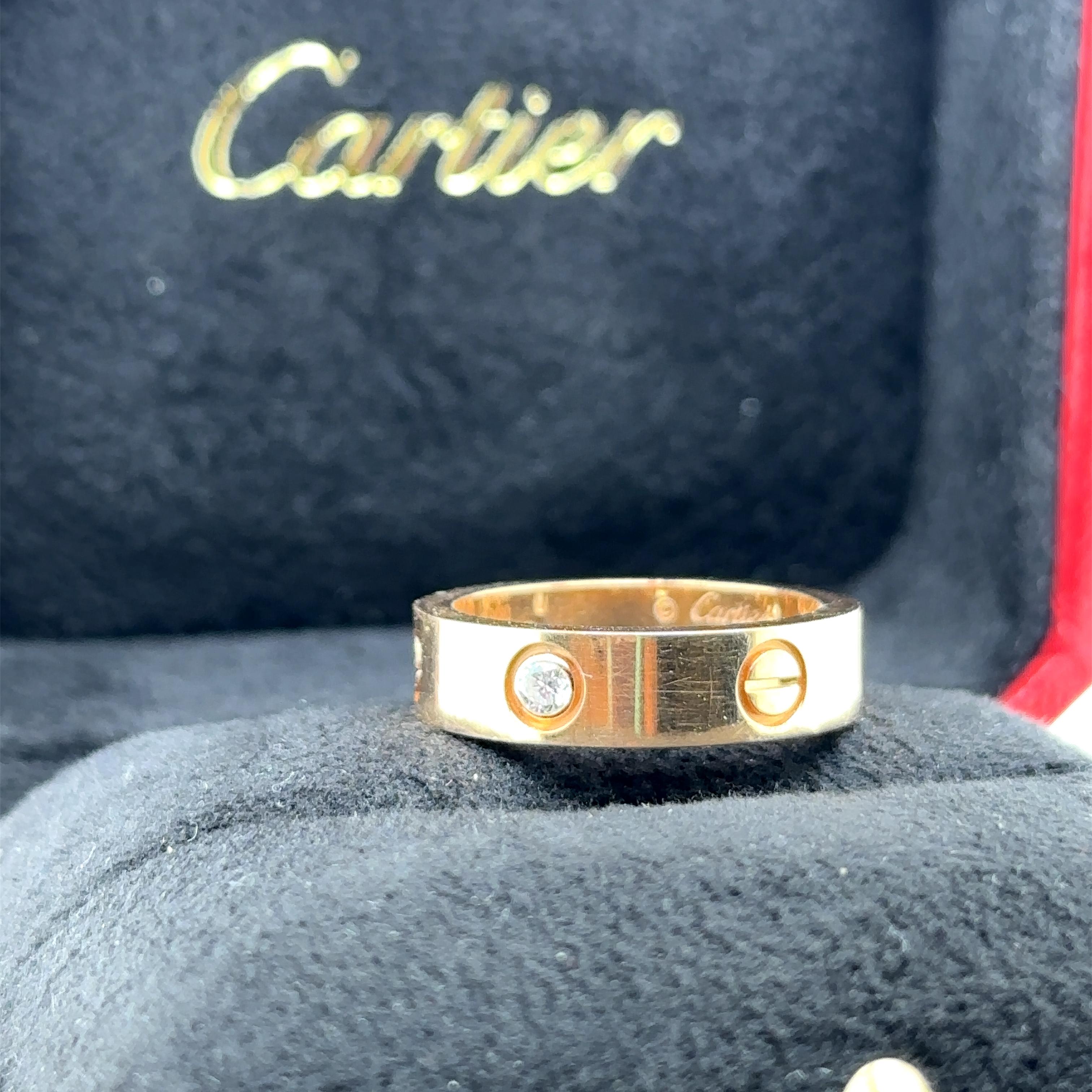 Women's Cartier Yellow Gold Love Ring with 3 Diamonds